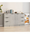 Sideboards 3 pcs Concrete Grey Engineered Wood