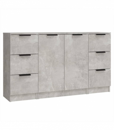 Sideboards 3 pcs Concrete Grey Engineered Wood