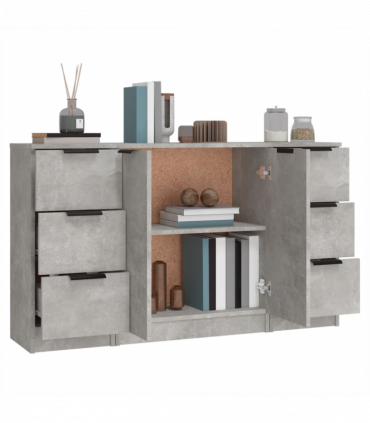 Sideboards 3 pcs Concrete Grey Engineered Wood