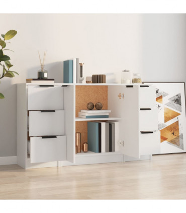 vidaXL Sideboards 3 pcs White Engineered Wood