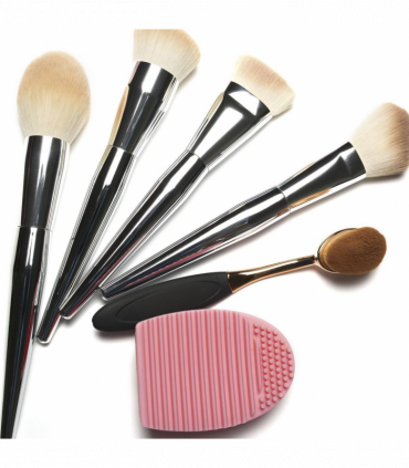 Silicone Egg Sponge Scrubber Make-Up Brush Cleaner - Pink/Purple[Pink]