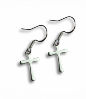 Silver Cross Drop Earrings