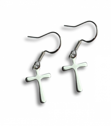 Silver Cross Drop Earrings