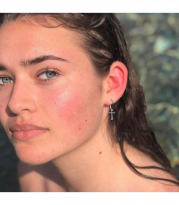 Silver Cross Drop Earrings