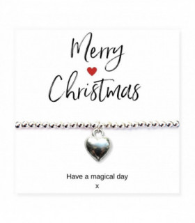 Silver Heart Bracelet & Merry Christmas Gift Card