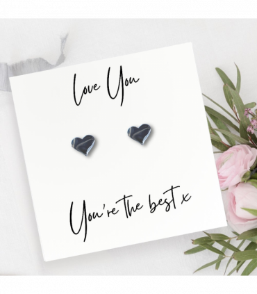 Silver Heart Stud Earrings & Love You You're the Best x Mini Gift Hamper