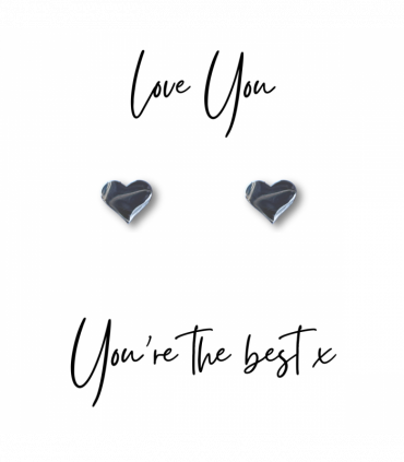 Silver Heart Stud Earrings & Love You You're the Best x Mini Gift Hamper