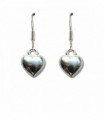 Silver Puff Heart Drop Earrings
