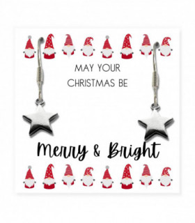 Silver Star Earrings - May Your Christmas Be Card Gift