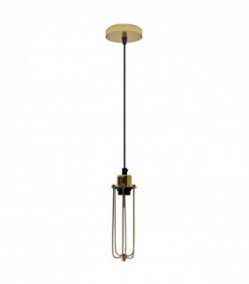 Single Ceiling E27 Pendant Light with Wire Cage - Industrial Vintage Hanging Lamp