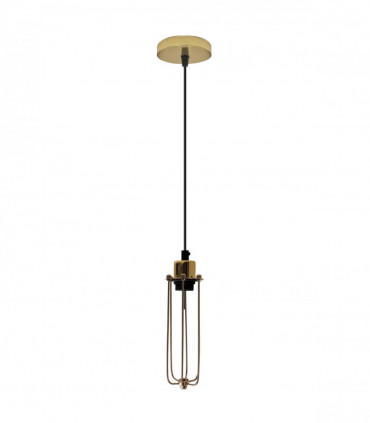 Single Ceiling E27 Pendant Light with Wire Cage - Industrial Vintage Hanging Lamp