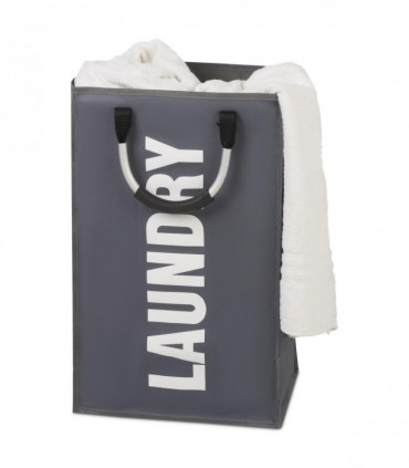 Vinsani Single Collapsible Washing Laundry Basket Bag (3 Colors) for Bedroom, Fabric (Dark Grey)