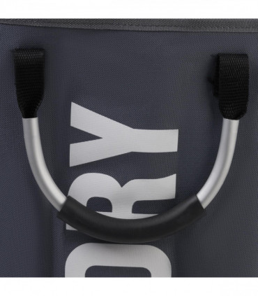 Vinsani Single Collapsible Washing Laundry Basket Bag (3 Colors) for Bedroom, Fabric (Dark Grey)