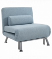 Single Folding 5 Position Convertible Sleeper Chair Sofa Bed Blue