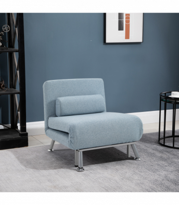 Single Folding 5 Position Convertible Sleeper Chair Sofa Bed Blue