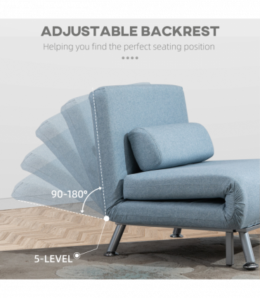 Single Folding 5 Position Convertible Sleeper Chair Sofa Bed Blue