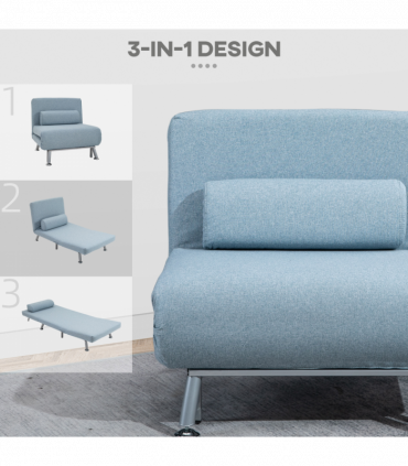 Single Folding 5 Position Convertible Sleeper Chair Sofa Bed Blue