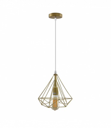 Single Gold Vintage Industrial E27 Ceiling Hanging Light Cage Shade Loft Style Metal Ceiling Pendant Lamp