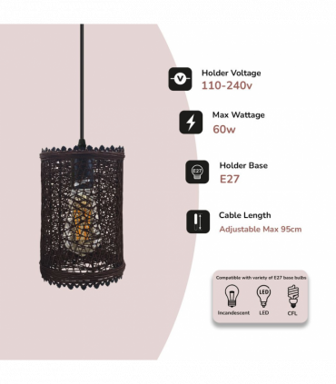Single Natural Wicker Rattan Ceiling Pendant Light Shade E27 Base Adjustable cord Handmade Pendant Lighting Fixture