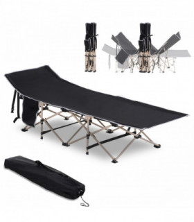 Single Portable Outdoor Military Sleeping Bed Camping Cot Black Outsunny
