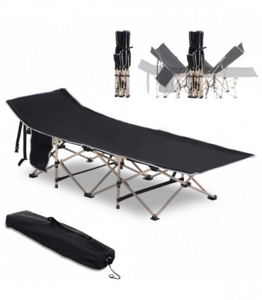 Single Portable Outdoor Military Sleeping Bed Camping Cot Black Outsunny