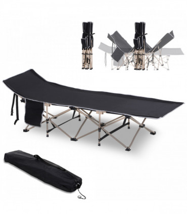 Single Portable Outdoor Military Sleeping Bed Camping Cot Black Outsunny