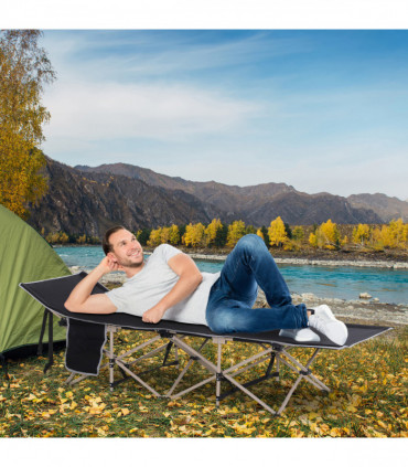 Single Portable Outdoor Military Sleeping Bed Camping Cot Black Outsunny