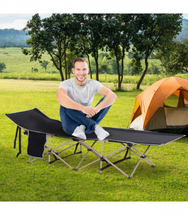 Single Portable Outdoor Military Sleeping Bed Camping Cot Black Outsunny