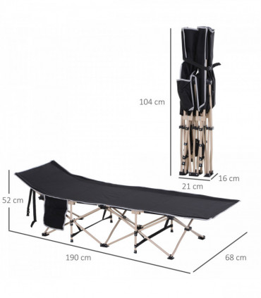 Single Portable Outdoor Military Sleeping Bed Camping Cot Black Outsunny