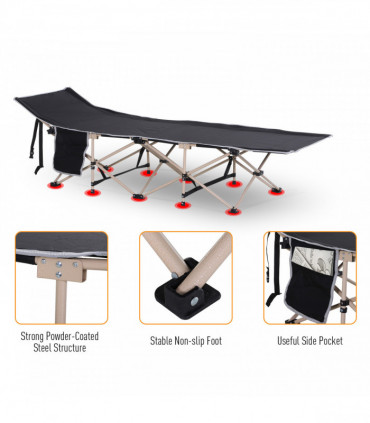 Single Portable Outdoor Military Sleeping Bed Camping Cot Black Outsunny