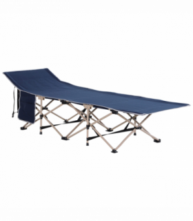 Single Portable Outdoor Military Sleeping Bed Camping Cot Blue Outsunny