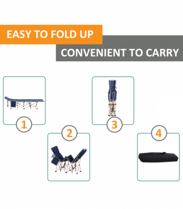 Single Portable Outdoor Military Sleeping Bed Camping Cot Blue Outsunny