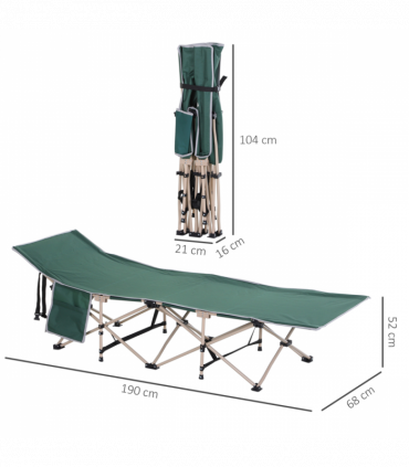 Single Portable Outdoor Military Sleeping Bed Camping Cot Green Outsunny