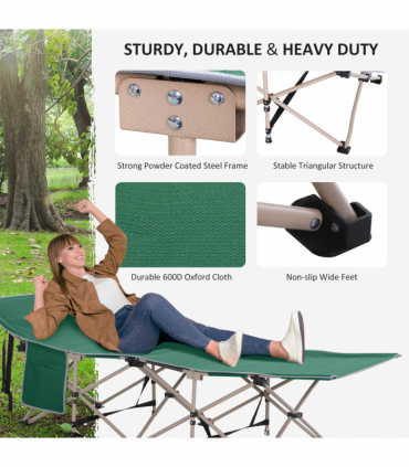 Single Portable Outdoor Military Sleeping Bed Camping Cot Green Outsunny
