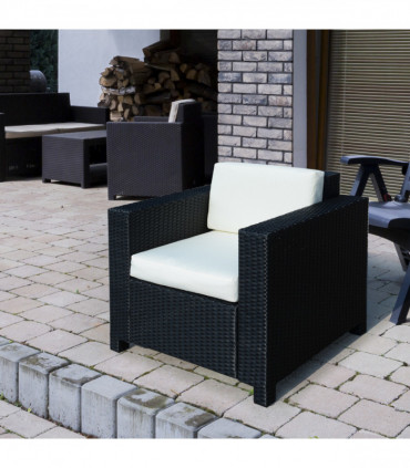 Single Rattan Chair Black �