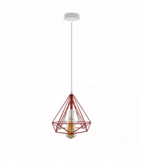 Single Red Vintage Industrial E27 Ceiling Hanging Light Cage Shade Loft Style Metal Ceiling Pendant Lamp