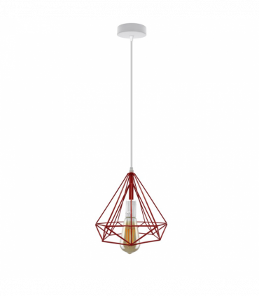 Single Red Vintage Industrial E27 Ceiling Hanging Light Cage Shade Loft Style Metal Ceiling Pendant Lamp