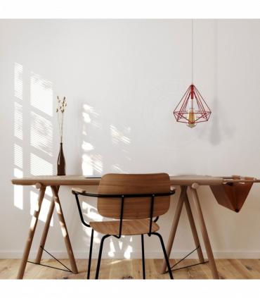 Single Red Vintage Industrial E27 Ceiling Hanging Light Cage Shade Loft Style Metal Ceiling Pendant Lamp