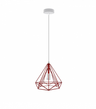 Single Red Vintage Industrial E27 Ceiling Hanging Light Cage Shade Loft Style Metal Ceiling Pendant Lamp