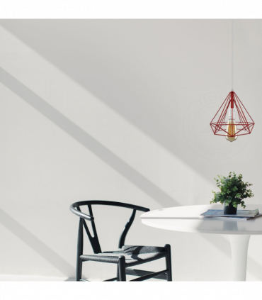 Single Red Vintage Industrial E27 Ceiling Hanging Light Cage Shade Loft Style Metal Ceiling Pendant Lamp