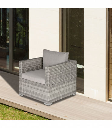 Single Wicker Furniture Sofa Chair w/ Padded Cushion for Garden Balcony