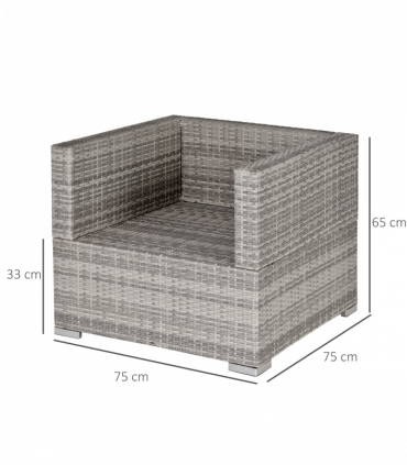 Single Wicker Furniture Sofa Chair w/ Padded Cushion for Garden Balcony