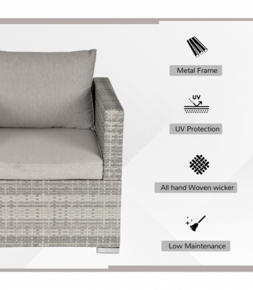 Single Wicker Furniture Sofa Chair w/ Padded Cushion for Garden Balcony