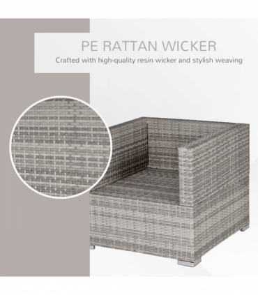 Single Wicker Furniture Sofa Chair w/ Padded Cushion for Garden Balcony