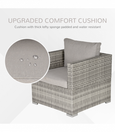 Single Wicker Furniture Sofa Chair w/ Padded Cushion for Garden Balcony