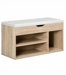 Sit-On Shoe Storage w/ Hidden Compartment Handles Sponge Top 80x30x43 cm Grey