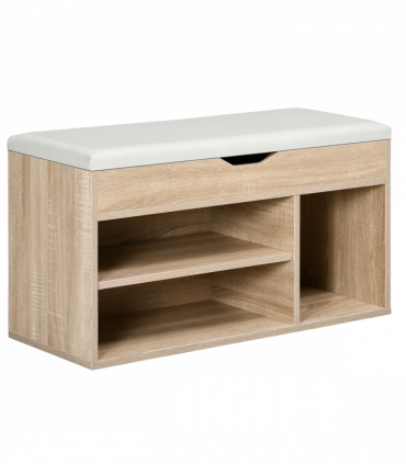 Sit-On Shoe Storage w/ Hidden Compartment Handles Sponge Top 80x30x43 cm Grey