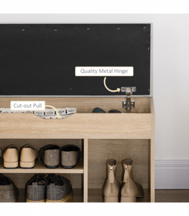 Sit-On Shoe Storage w/ Hidden Compartment Handles Sponge Top 80x30x43 cm Grey