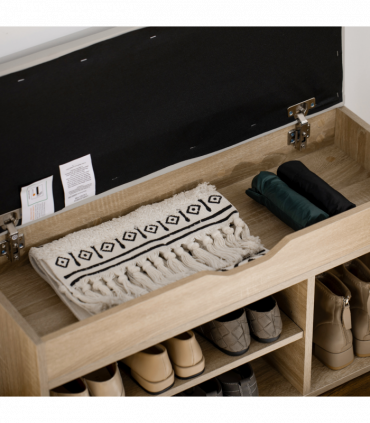 Sit-On Shoe Storage w/ Hidden Compartment Handles Sponge Top 80x30x43 cm Grey