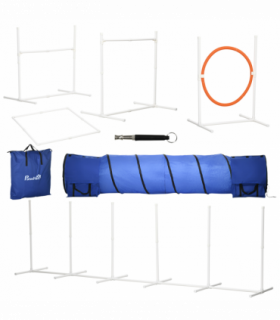 Six-Piece Dog Agility Equipment Set with Carry Bag - Multicoloured